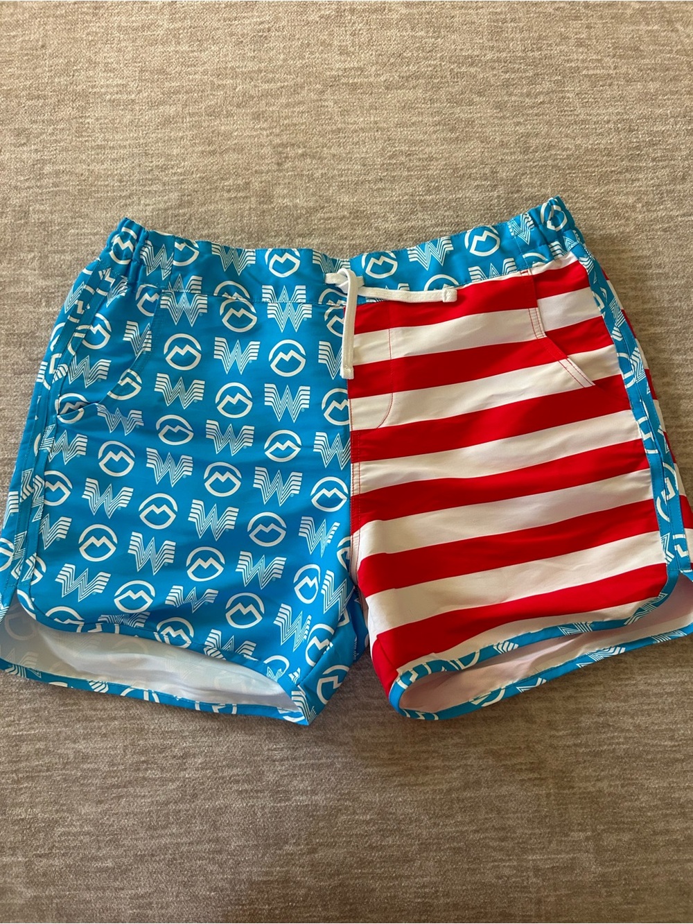Magellan Outdoors Swim Trunks - Blue, Red, White Panel